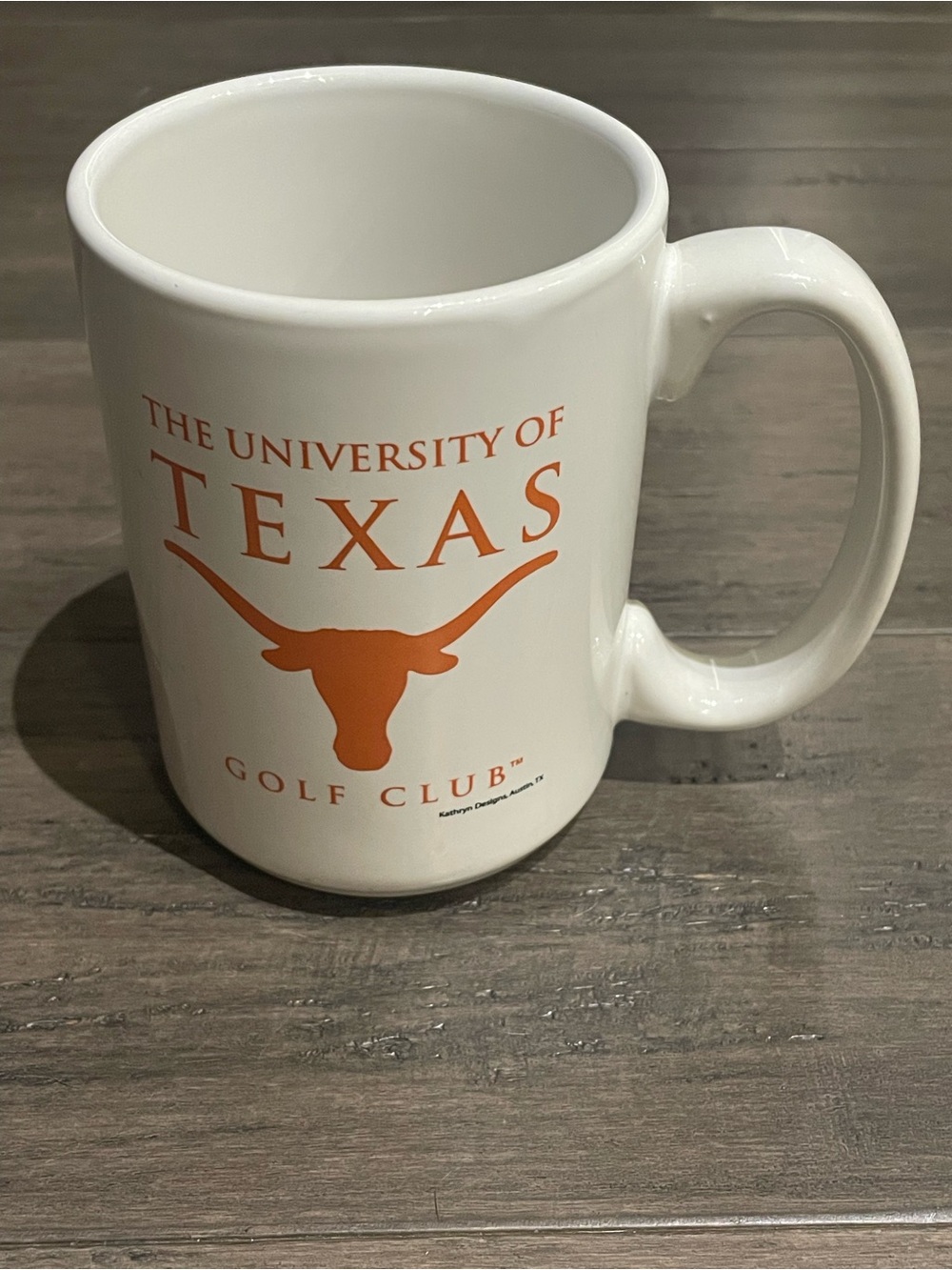 University of Texas Golf Club Coffee Mug Longhorns White Ceramic Kathryn Designs